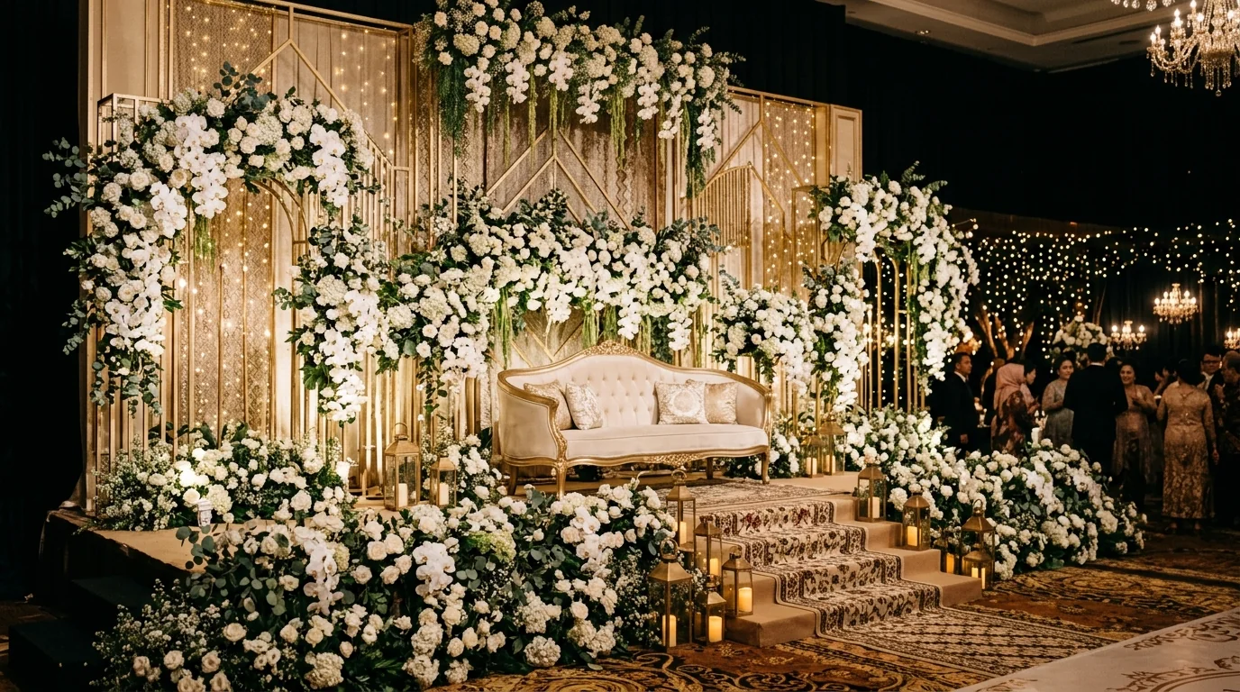 Dekorasi Panggung Pelaminan Mewah Nadia Dekorasi Madiun